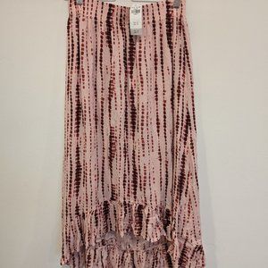 NWT Abercrombie & Fitch Ruffled Hem Tie Dye High Low Maxi Skirt Size XLPetite